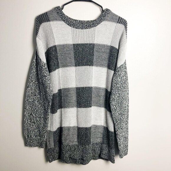 BDG Oversized Plaid Crew Neck Sweater - Picture 1 of 6